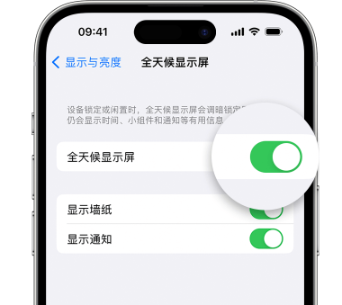 炉霍苹果15预约维修分享iPhone15如何设置全天候显示屏幕可见 